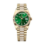 Rolex Day-Date 36 128238-0131 18K Yellow Gold Green Diamond Dial President Bracelet