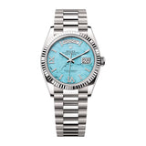 Rolex Day-Date 36 ref. 128239-0044 Turquoise Diamond Dial White Gold President Bracelet