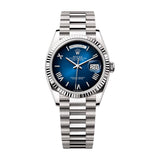 Rolex Day-Date 36 128239-0063 Blue Ombré Dial White Gold President Bracelet