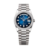 Rolex Day-Date 128349RBR-0010 36mm White Gold Blue Ombré Diamond Dial