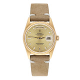 Rolex Day-Date 36 18238 18K Yellow Gold Fluted Bezel Champagne Diamond Dial