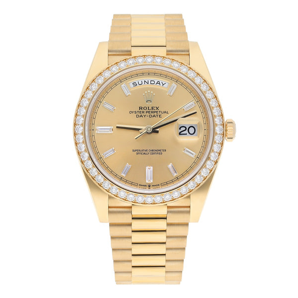 Rolex Day-Date 40 228348RBR-0002 18K Yellow Gold Diamond Dial & Bezel President Bracelet