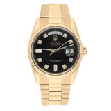 Rolex Day-Date 118238-0111 36mm 18K Yellow Gold Black Diamond Dial President Bracelet