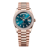 Rolex Day-Date 36 128345RBR-0083 Rose Gold Diamond Bezel Blue-Green Dial 2024
