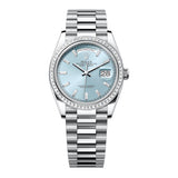 Rolex Day-Date 36 Platinum Ice Blue Baguette Dial 128396TBR-0003 President Bracelet