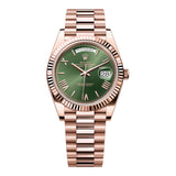 Rolex Day-Date 40 228235-0025 Rose Gold Green Dial Fluted Bezel President Bracelet