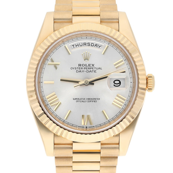 Rolex Day-Date 40 228238-0002 Yellow Gold Silver Roman Numeral Dial 40mm