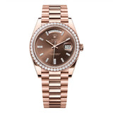 Rolex Day-Date 40 228345RBR-0006 Chocolate Dial Rose Gold Diamond Bezel