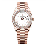 Rolex Day-Date 40 228345RBR-0012 White Dial Rose Gold Diamond Bezel President Watch