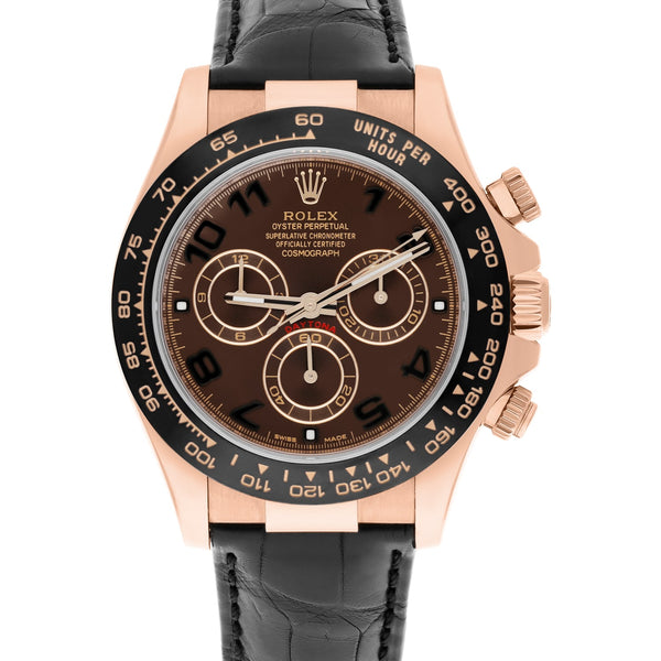 Rolex Daytona 116515LN 40mm 18k Everose Gold Chocolate Dial Leather Strap