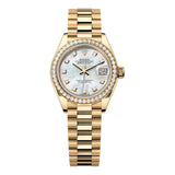 Rolex Datejust 28 279138RBR-0015 Yellow Gold Diamond Bezel Mother of Pearl Diamond Dial