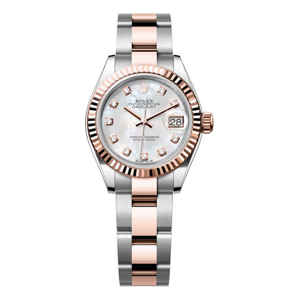 Rolex Datejust 279171-0014 28mm Everose Rolesor Mother of Pearl Diamond Dial Ladies Watch