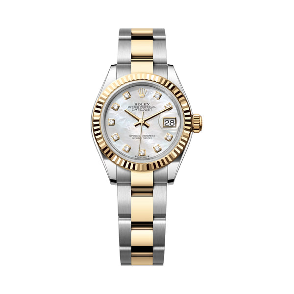 Rolex Lady-Datejust 279173-0014 28mm Yellow Rolesor Mother-of-Pearl Diamond Dial Oyster Bracelet