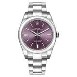 Rolex Oyster Perpetual 114300-0002 39mm Purple Dial Stainless Steel Watch 2015