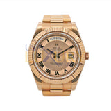 Rolex Day-Date 41 Reference 218235 18K Rose Gold Fluted Bezel Concentric Roman Dial