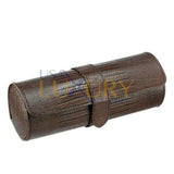 Traveler's Watch Roll Organizer Case for 3 Watches in Brown Embossed Leather