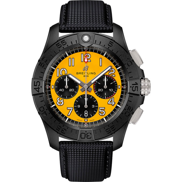 Breitling Super Avi B01 Chronograph Night Mission 44mm SB0147101I1X2 Yellow Dial Ceramic Strap Watch 2024