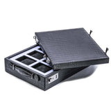 8-Watch Travel Briefcase in Black PU Leather with Key Locks