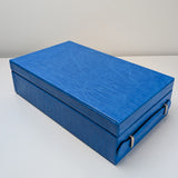 12-Piece Watch Storage Box and Tray in Bright Blue PU Leather