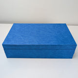 12-Piece Watch Storage Box and Tray in Bright Blue PU Leather