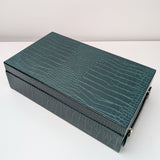 12-Piece Green PU Leather Watch Box with Top Storage Tray