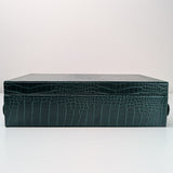 12-Piece Green PU Leather Watch Box with Top Storage Tray