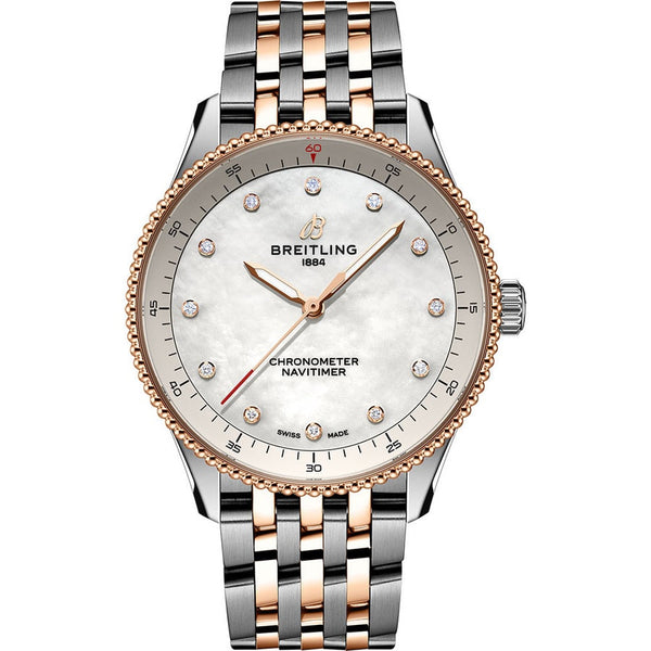 Breitling Navitimer 32mm U77320E61A1U1 Steel and 18K Red Gold MOP Diamond Dial Watch