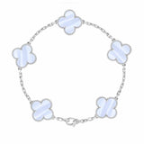 Van Cleef & Arpels Vintage Alhambra Bracelet VCARD34700 – 5 Motifs, 18K White Gold with Chalcedony