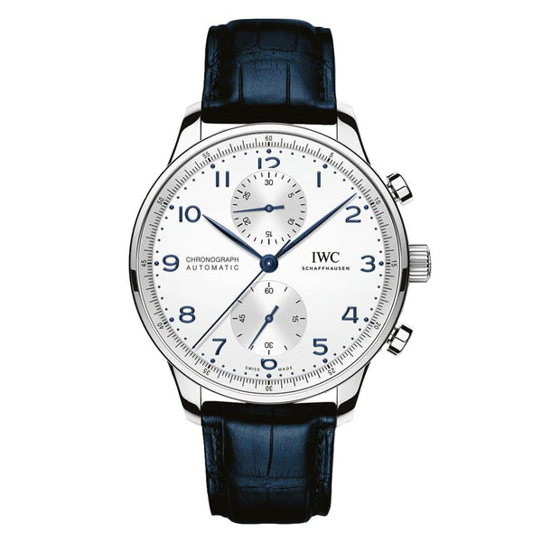 IWC Portugieser Chronograph IW371605 Stainless Steel Blue Leather Strap