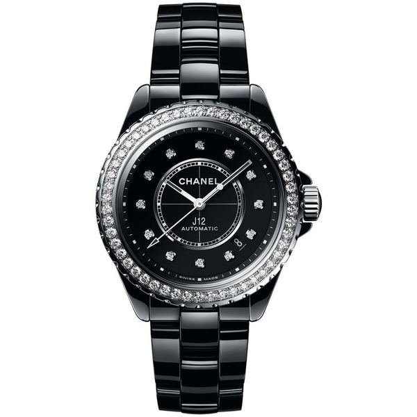 Chanel J12 H6526 Black Ceramic Watch with Diamond Markers 38mm