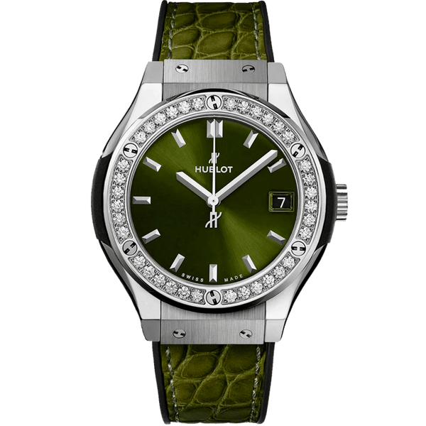 Hublot Classic Fusion Titanium Green Diamonds 33mm | 581.NX.8970.LR.1104