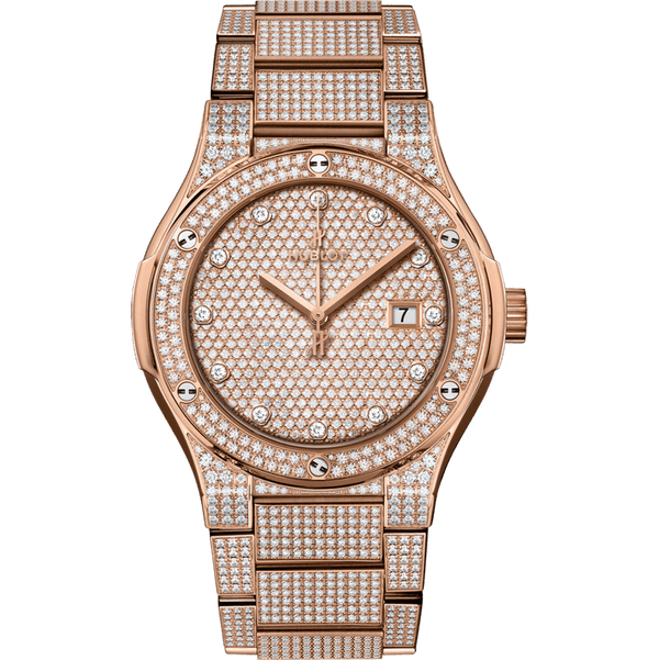 Hublot Classic Fusion Bracelet King Gold Full Pavé 42mm | 548.OX.9000.OX.3704