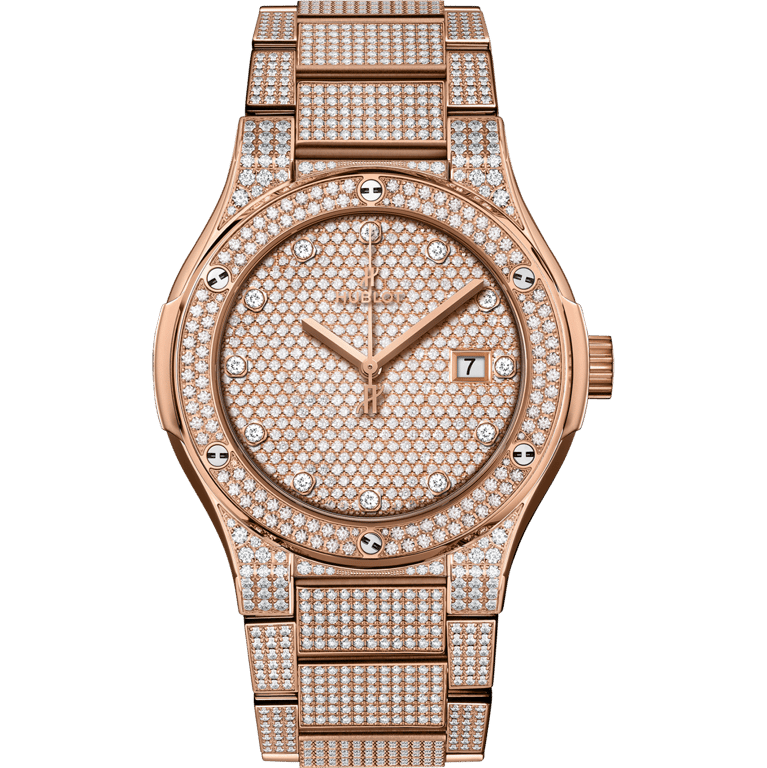 Hublot Classic Fusion Bracelet King Gold Full Pavé 42mm | 548.OX.9000.OX.3704